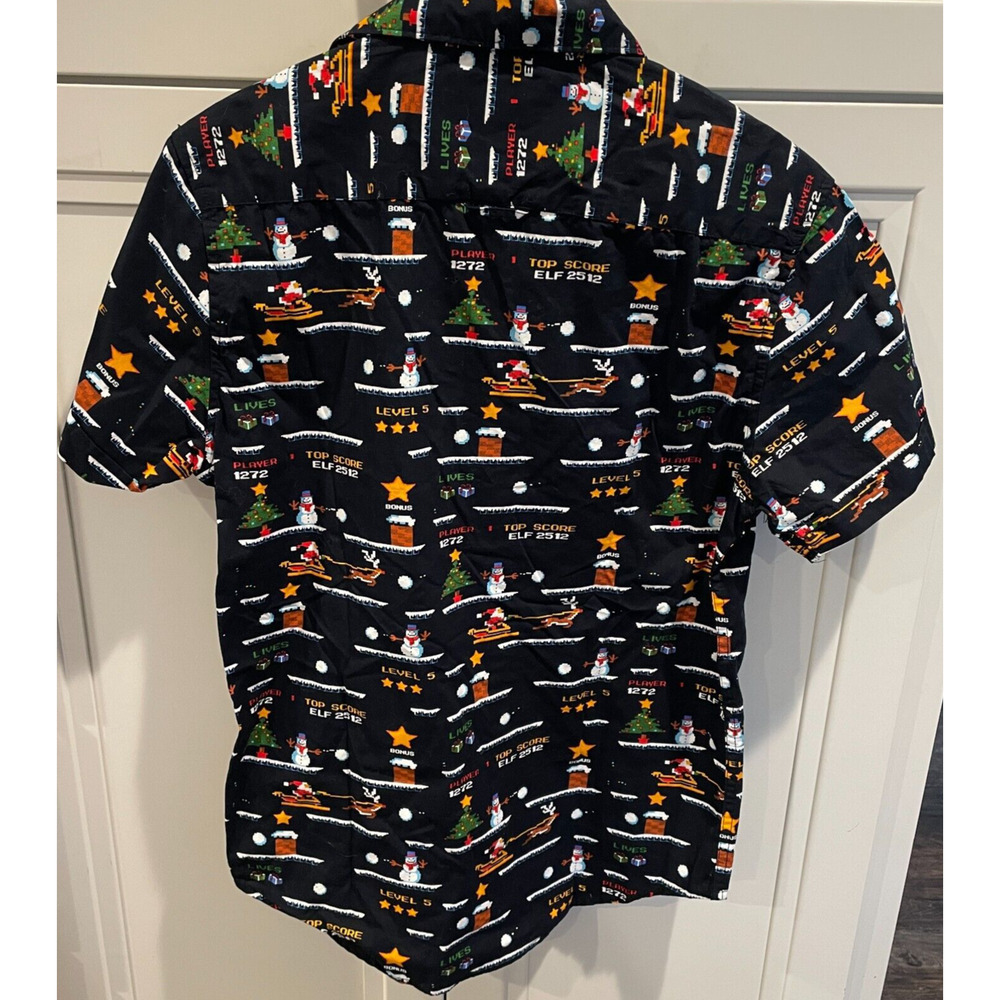 NEW Denim & Flower Men's S Button Down Shirt Holiday Christmas Gaming Short Slv - Picture 4 of 10